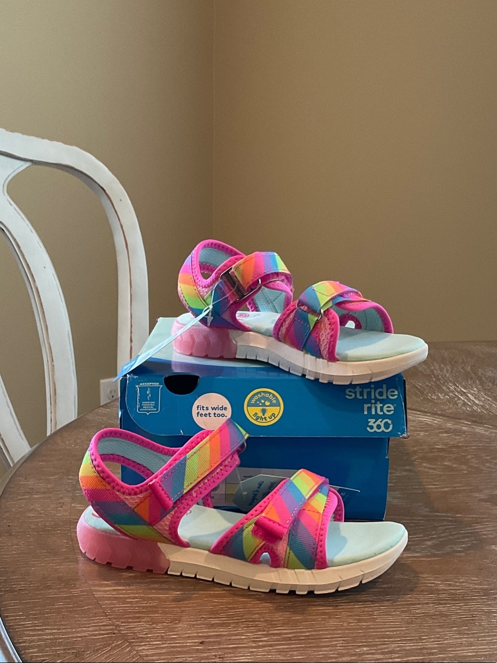 Stride Rite Rainbow Pink Multi-Color Kids Sandals